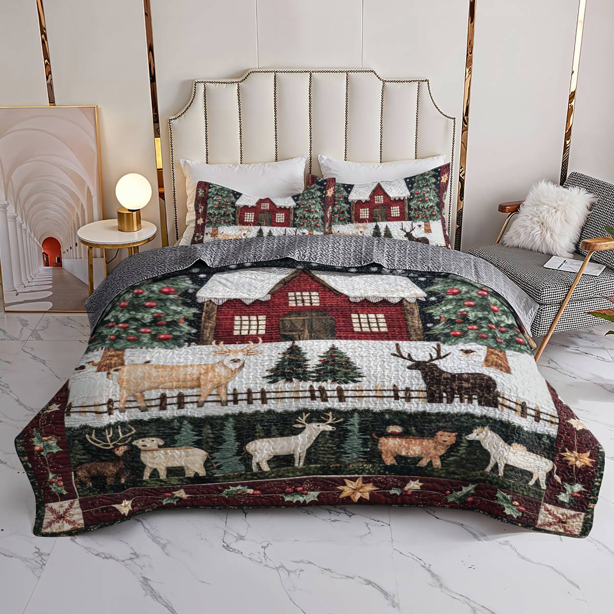 Shineful All Season Quilt 3-Piece Set Christmas in Farm