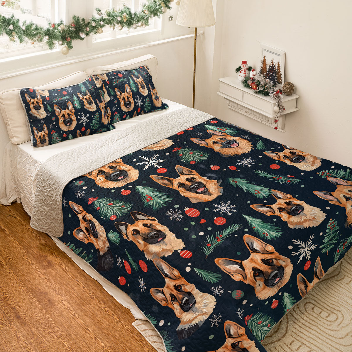 Shineful All Season Quilt 3-Piece Set Loyal German Shepherd