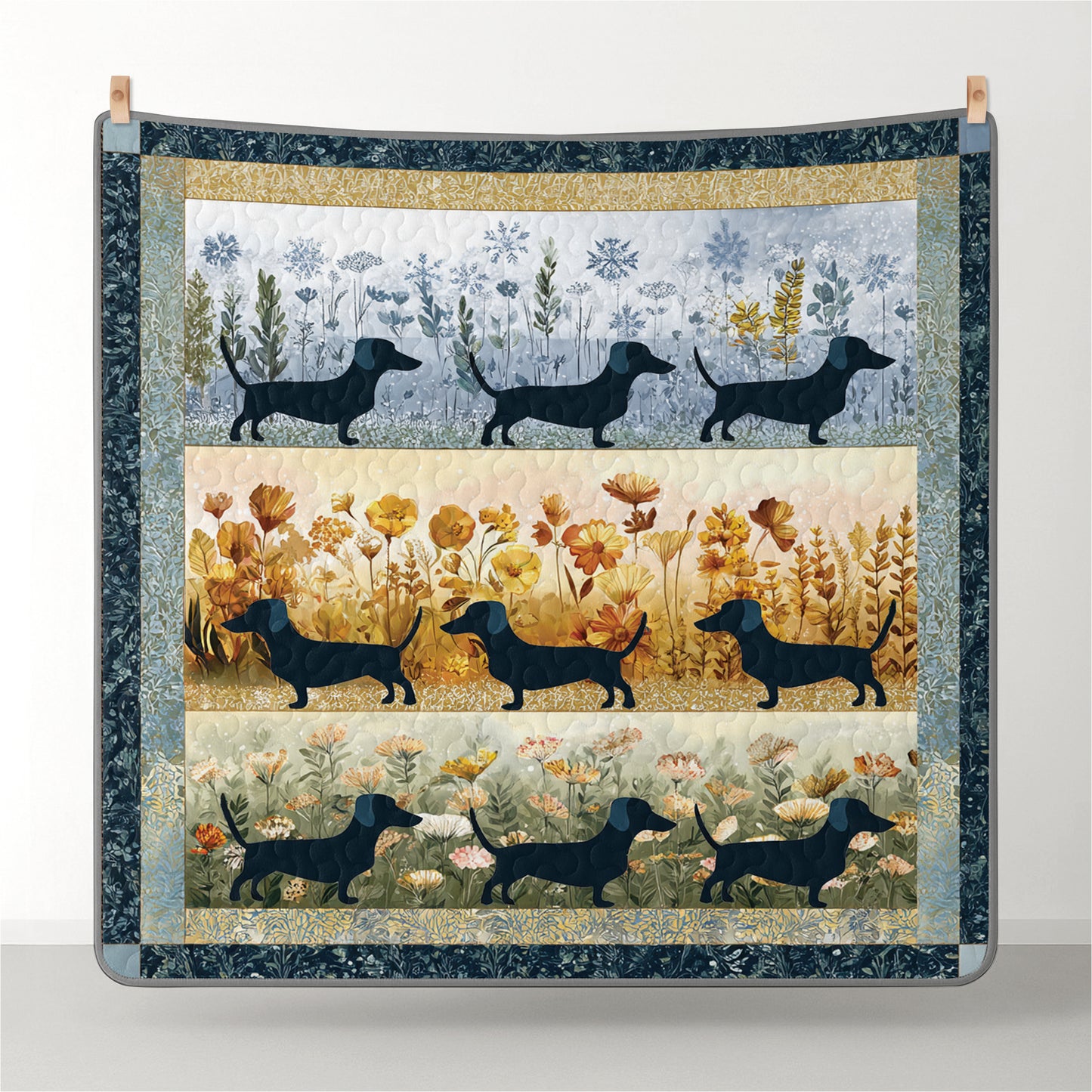 Shineful All Season Quilt 3-Piece Set Dachshund Meadow