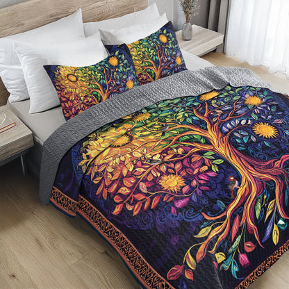 Shineful All Season Quilt 3-Piece Set Colorful Life Tree