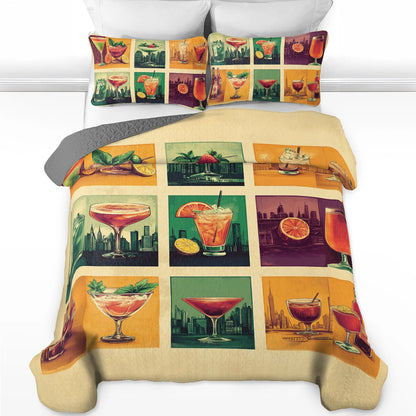 Shineful All Season Quilt 3-Piece Set Wine Cocktail City Nights