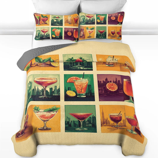 Shineful All Season Quilt 3-Piece Set Wine Cocktail City Nights