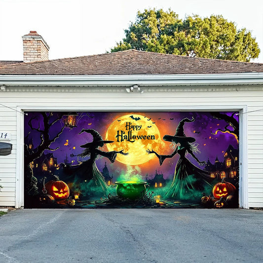Shineful Garage Door Banner Decoration - Moonlit Witches