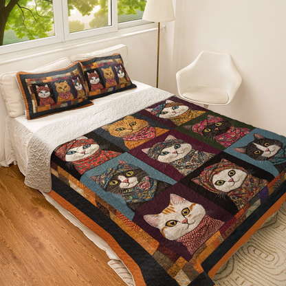 Shineful All Season Quilt 3-Piece Set - Cozy Cat Charm