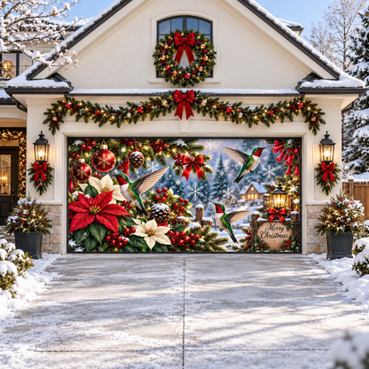 Shineful Christmas Hummingbird Garden Garage Door Banner Decoration