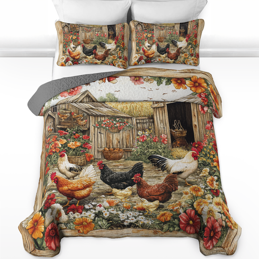 Shineful All Season Quilt 3-Piece Set Golden Morning Farm