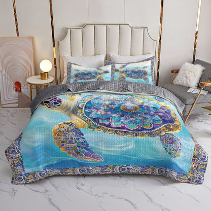 Shineful All Season Quilt 3 - Piece Set Mandala Turtle