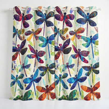 Shineful Quilted Curtain Dragonfly Mosaic