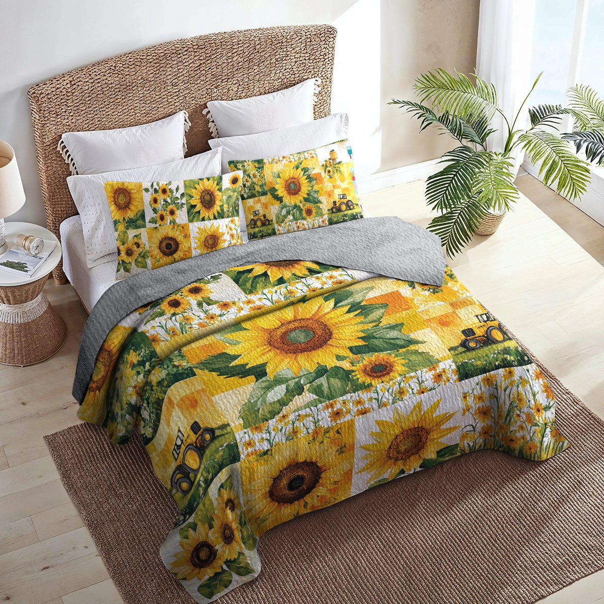 Shineful All Season Quilt 3-Piece Set Sunflower Sunshine Blooms
