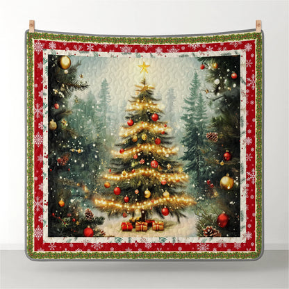 Shineful Quilt 3-Piece Set Golden Glow Christmas Tree