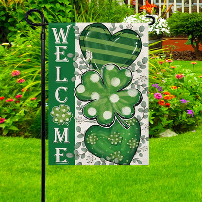 Shineful Gargen Flag 12" x 18" - Welcome Farmhouse Shamrock