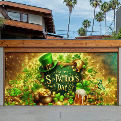 Shineful Garage Door Banner Decoration Golden Irish Luck