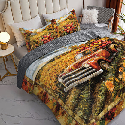 Shineful All Season Quilt 3-Piece Set Apple Harvest Truck