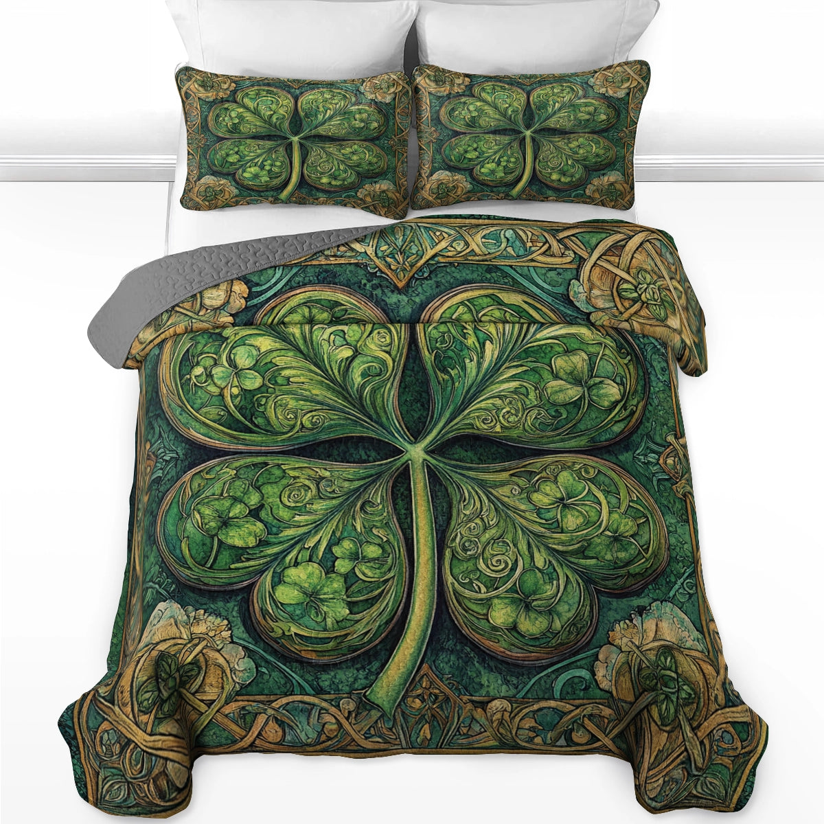 Shineful All Season Quilt 3-Piece Set - Celtic Shamrock