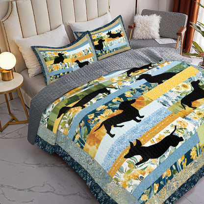Shineful All Season Quilt 3-Piece Set Dachshund Spring Garden