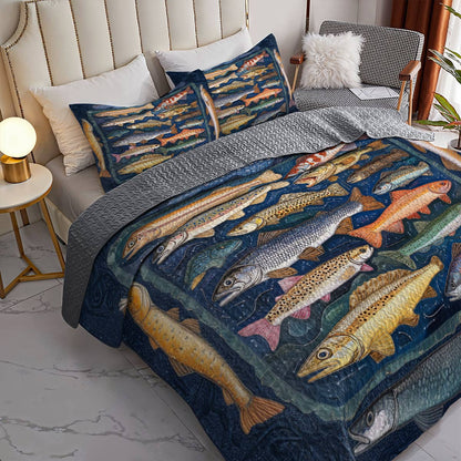 Shineful All Season Quilt 3-Piece Set Fishlife