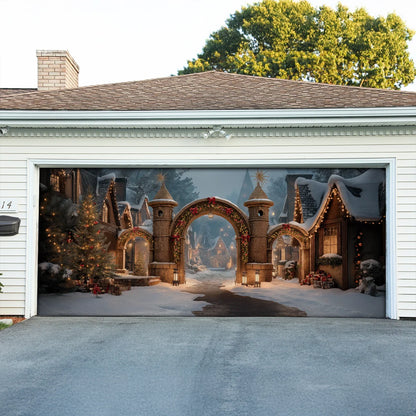 Shineful Garage Door Banner Decoration Enchanted Christmas Village Gate