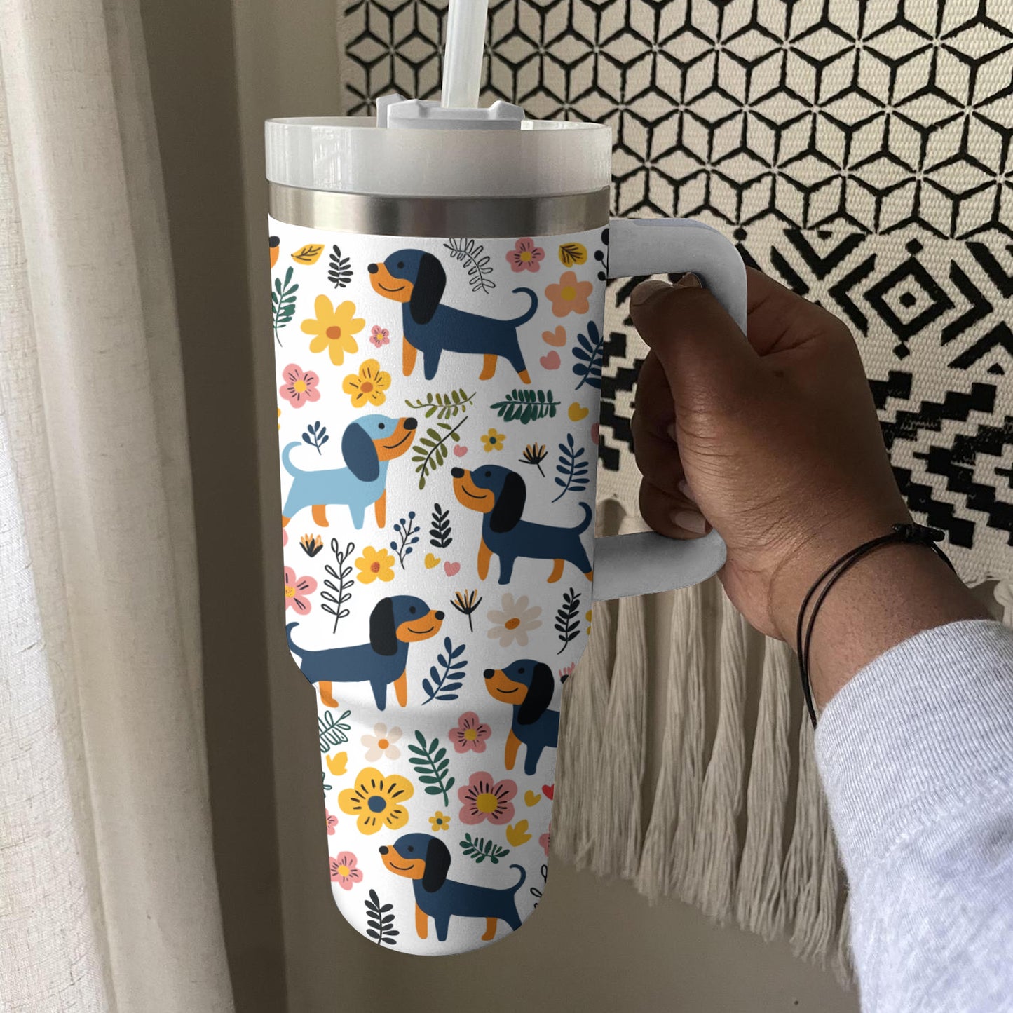 Shineful Tumbler Floral Cute Dachshund
