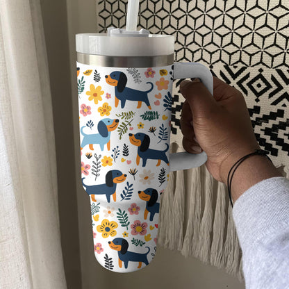Shineful Tumbler Floral Cute Dachshund