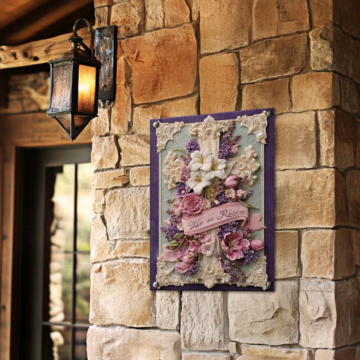 Shineful 2D Metal Sign Vintage Floral Cross