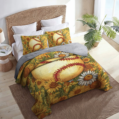 Shineful All Season Quilt 3-Piece Set Sunflower Softball
