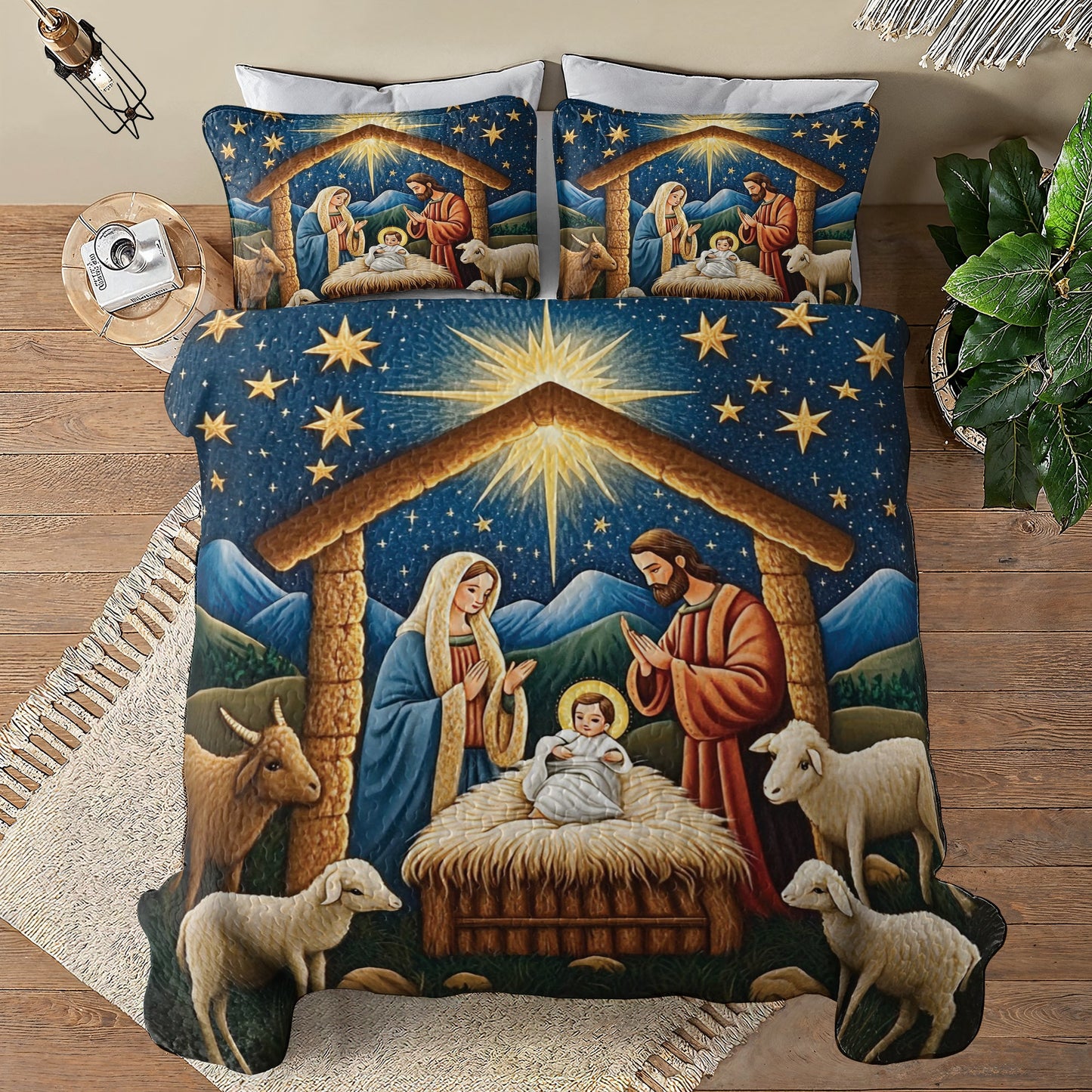 Shineful All Season Quilt 3-Piece Set The Birth Of Jesus