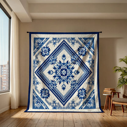 Shineful Flat Print Faux Quilt Blanket Northern Calm