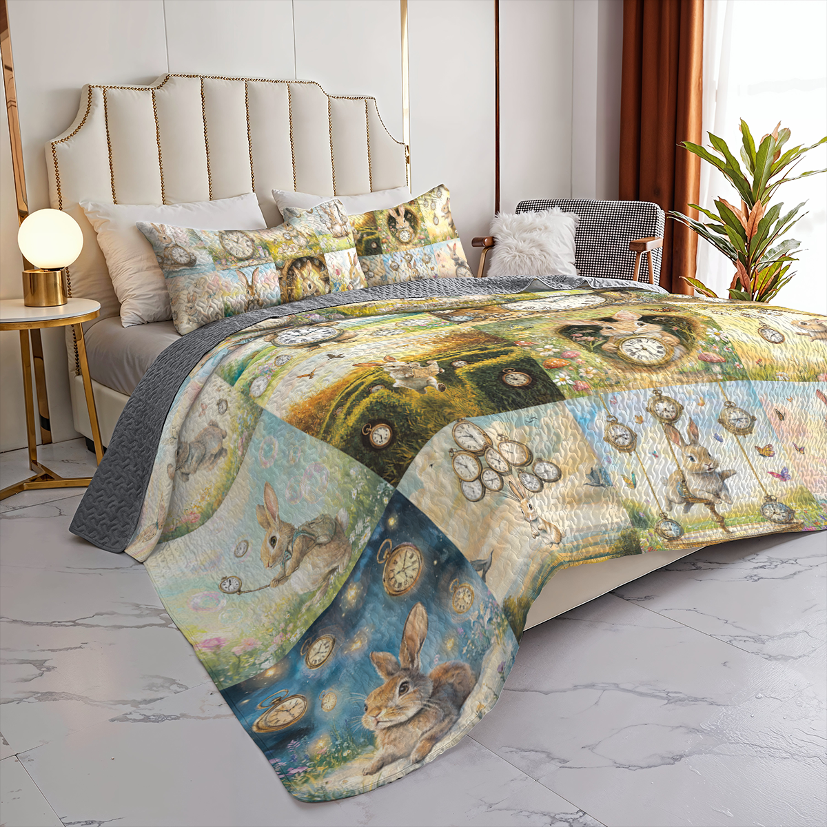 Shineful All Season Quilt 3-Piece Set Time Hoppers Rabbit