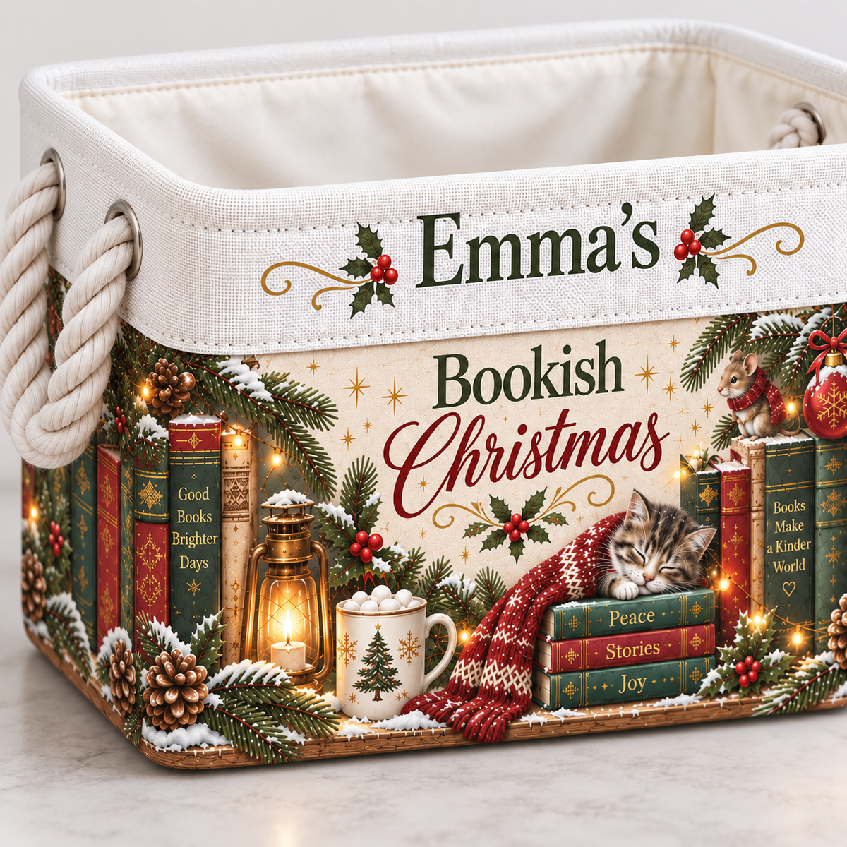 Shineful Personalized Bookish Christmas Book Basket