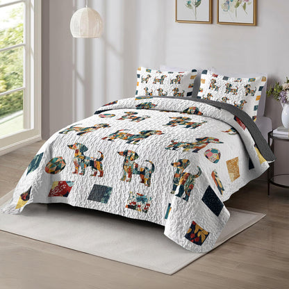 Shineful All Season Quilt 3-Piece Set Playful Dachshund Patch