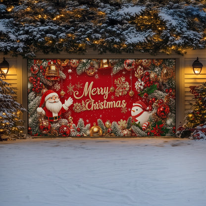Shineful Garage Door Banner Decoration Festive Santa's Greeting