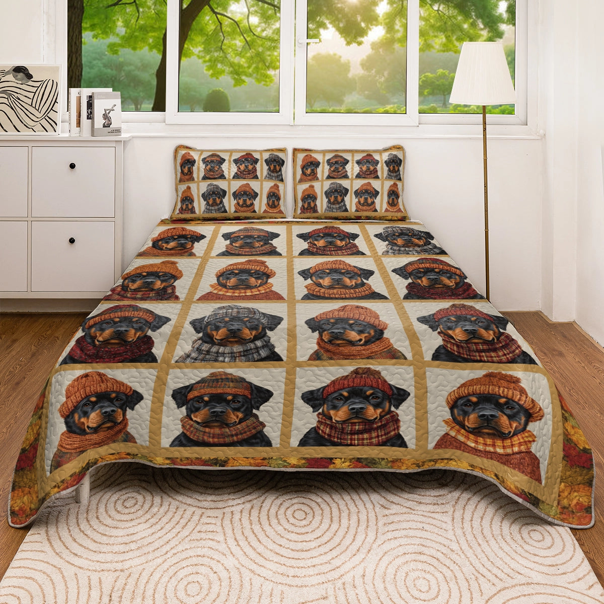 Shineful All Season Quilt 3-Piece Set - Rottie Fall Sweater