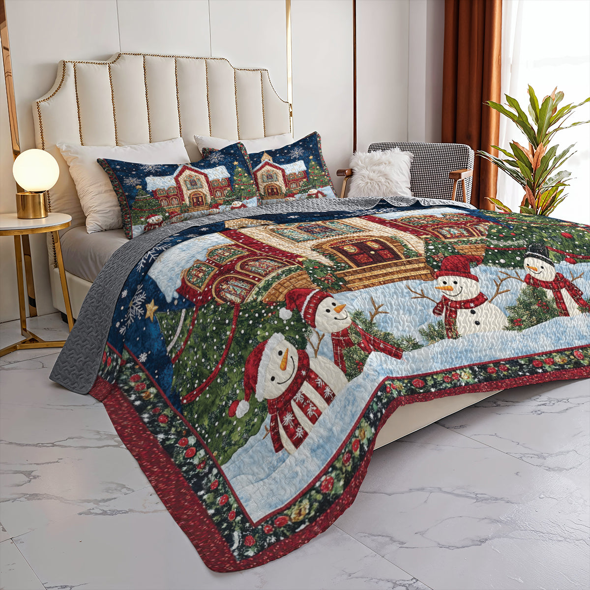Shineful All Season Quilt 3-Piece Set Christmas Church