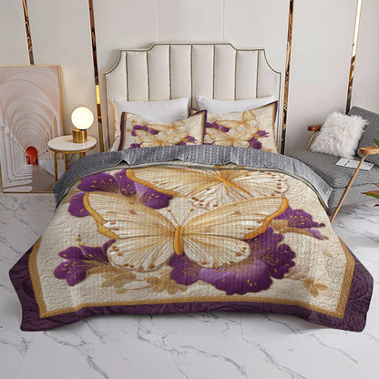 Shineful Quilt 3-Piece Set Golden Wings of Serenity