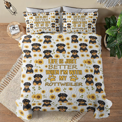 Shineful All Season Quilt 3-Piece Set Sunny Days with My Rottweiler