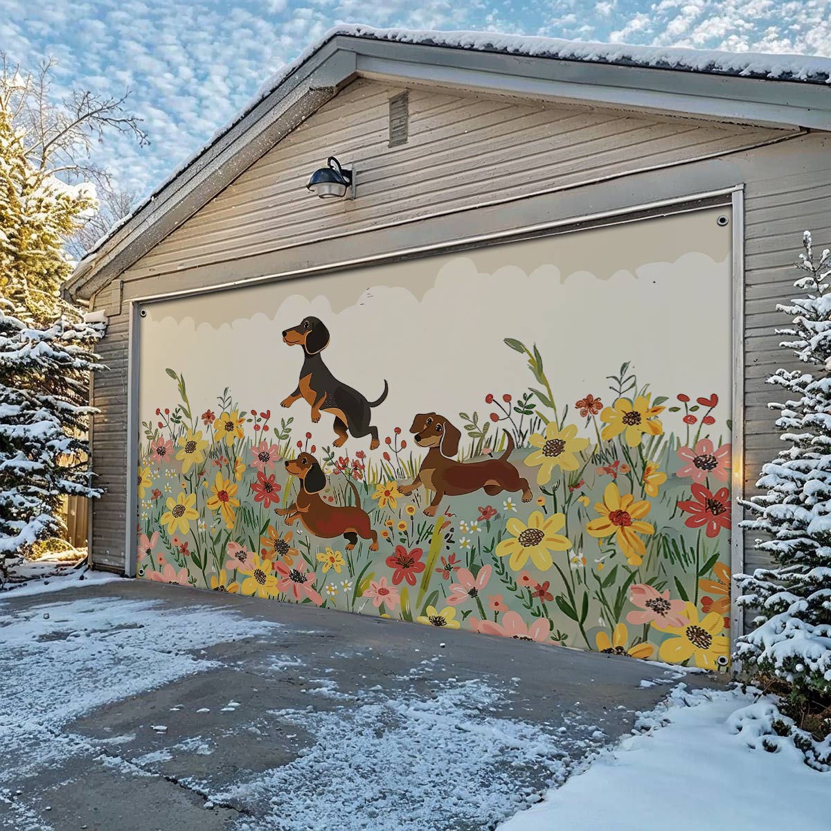 Shineful Garage Door Banner Decoration Dachshund Delight