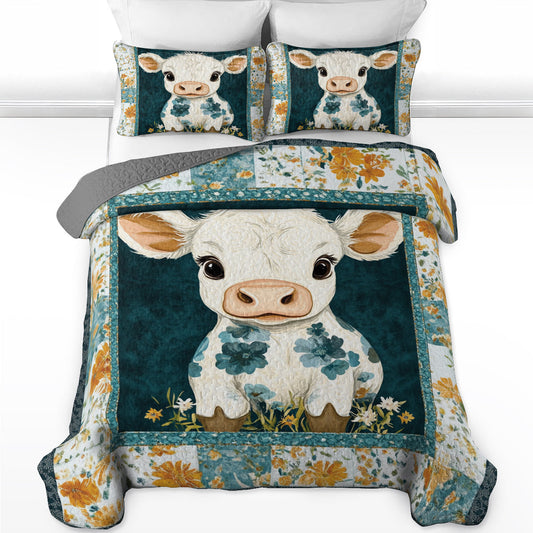 Shineful All Season Quilt 3-Piece Set Adorable Floral Calf
