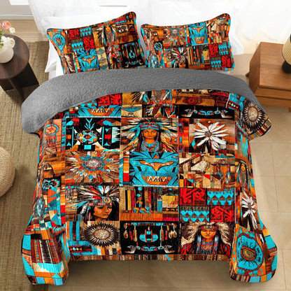 Shineful All Season Quilt 3-Piece Set  Native American Bold Tribal