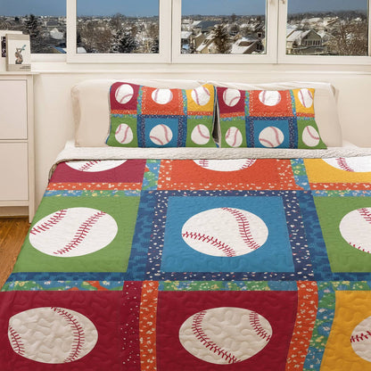 Shineful All Season Quilt 3-Piece Set - Baseball Bliss