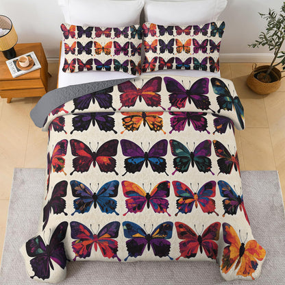 Shineful All Season Quilt 3-Piece Set Vibrant Butterfly