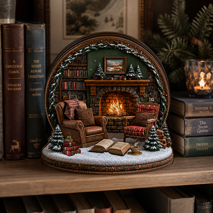 Shineful Christmas Fireplace Miniature Wooden Block