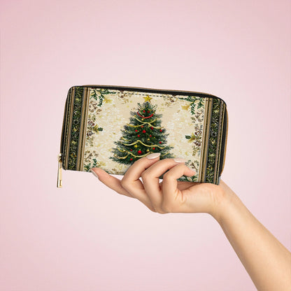 Shineful Leather Clutch Purse With Wristlet Strap Handle Classic Christmas Tree