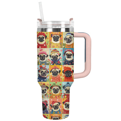 Shineful Tumbler Floral Pug In Sweater