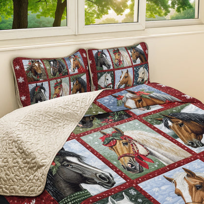 Shineful All Season Quilt 3-Piece Set Holiday Horses