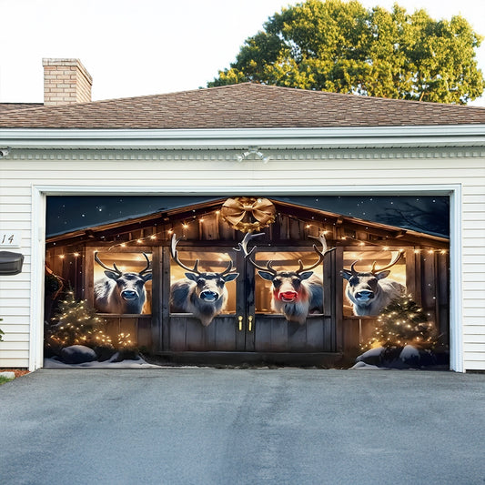 Shineful Garage Door Banner Decoration Reindeer Retreat Holiday Charm