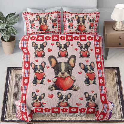Shineful All Season Quilt 3-Piece Set - Puppy Love French Bulldog