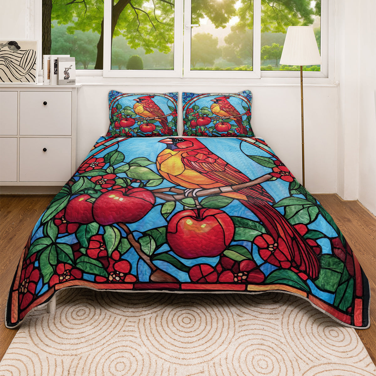 Shineful All Season Quilt 3-Piece Set Cardinal Heaven