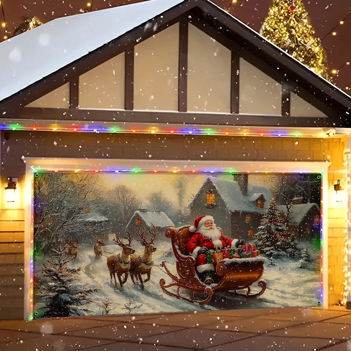 Shineful Garage Door Banner Decoration Santa's Magical Christmas Eve