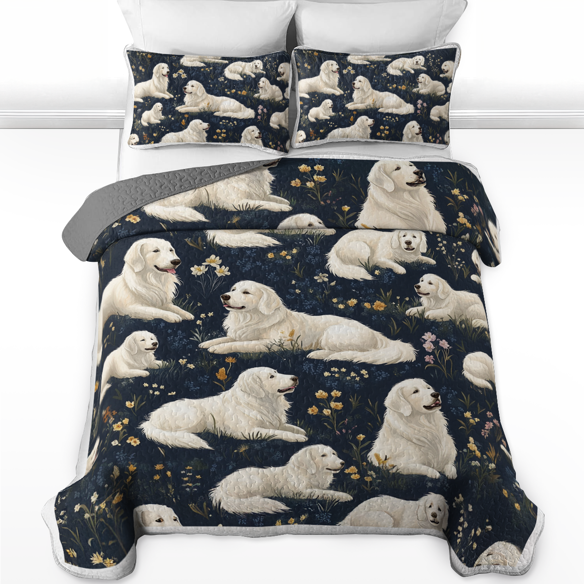 Shineful All Season Quilt 3-Piece Set - Vintage Golden Pattern