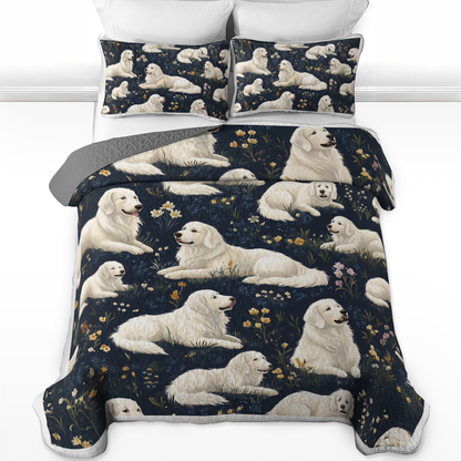 Shineful All Season Quilt 3-Piece Set - Vintage Golden Pattern